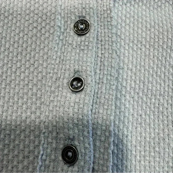 Free People Womens Newbie Ski Lodge Knit Cuff Thermal Henley Top Sz SP Lake Blue - Picture 9 of 11